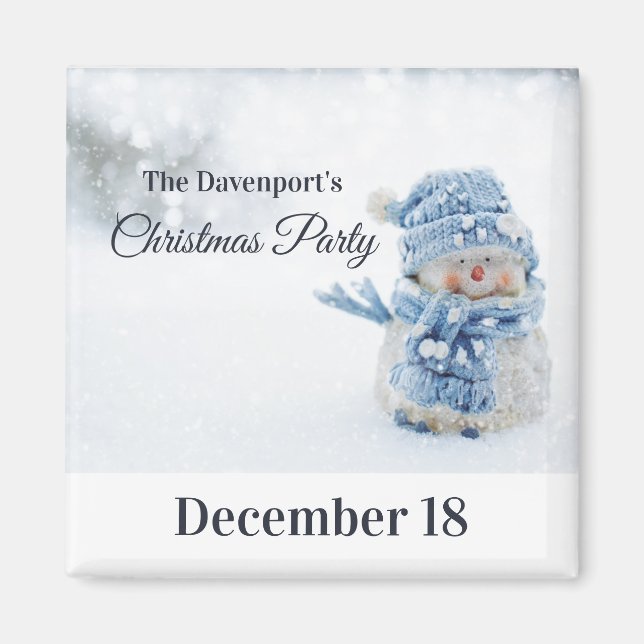 Aimant Photo de bonhomme de neige mignon pour invitation  (Devant)