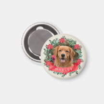 Photo de chien et nom Couronne de poinsettia Cadea