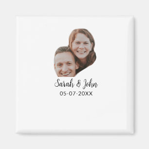 Aimant Photo de couple avec nom et date mariage simple 