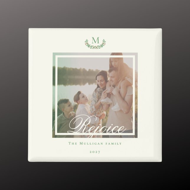 Aimant Photo de famille monogramme cadeau de Noël chic Ma (Créateur téléchargé)