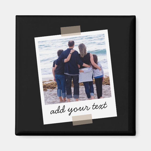 Aimant Photo de famille personnalisée et texte personnali (Devant)