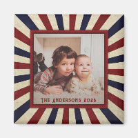Photo de famille vintage rouge bleu Noël