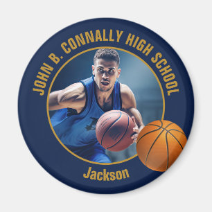 Aimant Photo de joueur de basket-ball en bleu marine et o