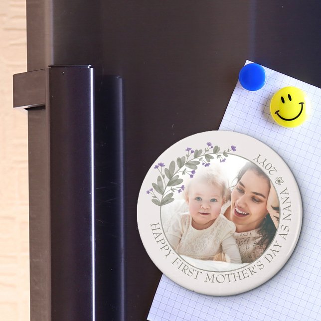 Aimant Photo de la fête des mères du Fleur sauvage pourpr (Créateur téléchargé)