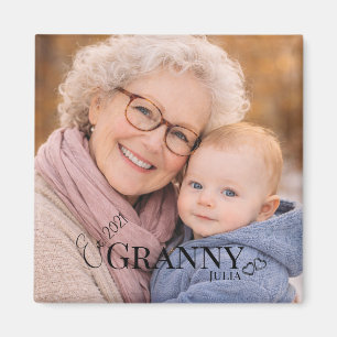Aimant Photo de Mamie ou Grammy Année de création Cœur