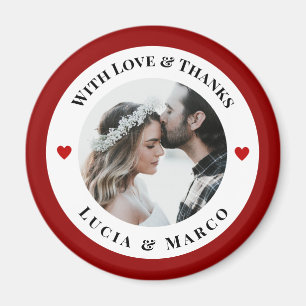 Aimant Photo de mariage dans un cercle blanc avec un cœur