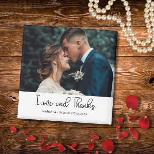 Aimant Photo de mariage élégant Amour et Remerciements
