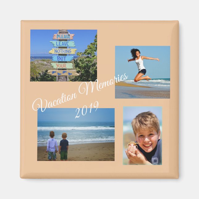 Aimant Photo de mémoire de vacances familiales (Devant)