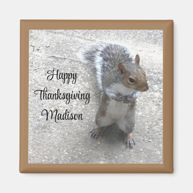 Aimant Photo de mignonne petit écureuil avec la queue de  (Devant)