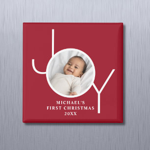 Aimant Photo de Noël de bébé rouge