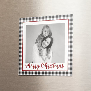 Aimant Photo de Noël noir et blanc Plaid À damiers