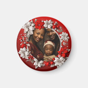 Aimant Photo de Noël rouge personnalisée