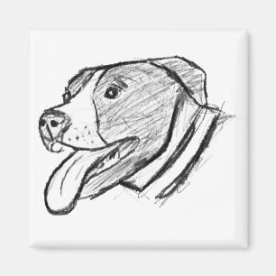 Aimant photo de pitbull dessiné à la main amateur de chie