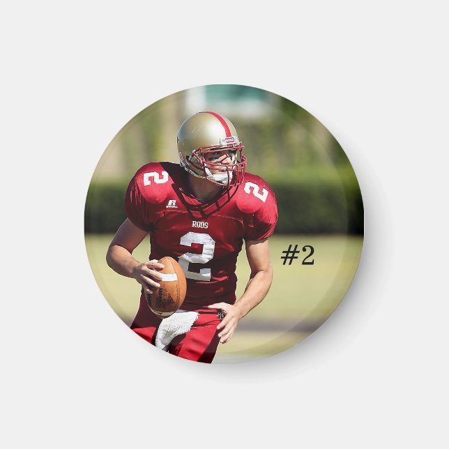 Aimant Photo et numéro personnalisés de football (Devant)