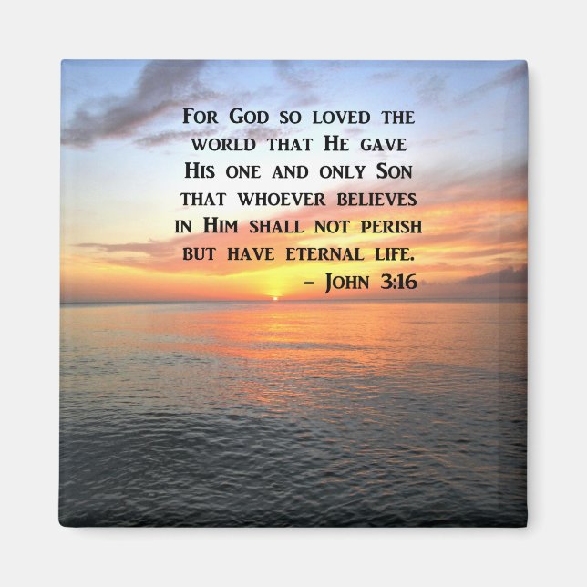 AIMANT PHOTO INSPIRANTE DU LEVER JOHN 3:16 (Devant)