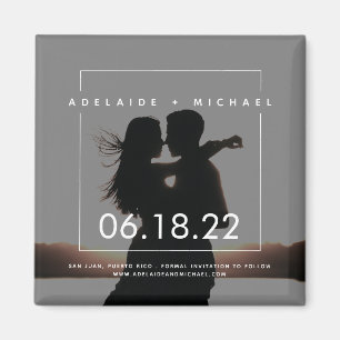 Aimant Photo moderne Elegant Couple Enregistrer la date