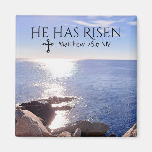 Aimant Photo Ocean Christ ressuscité Bible Verse Pâques