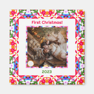 Aimant Photo personnalisé Premier Noël Nouveaux Mariés No