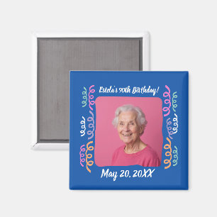 Aimant Photo personnalisée 90e anniversaire Streamers Kee