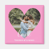 Photo personnalisée Cadre Coeur Rose Calligraphie 
