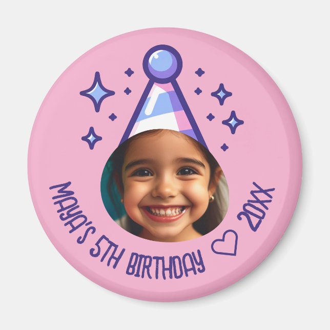 Aimant Photo personnalisée Casquette de fête d'anniversai (Devant)