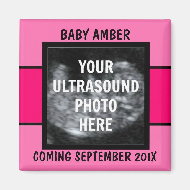 Aimant Photo personnalisée de bébé fille Ultrasound (Devant)