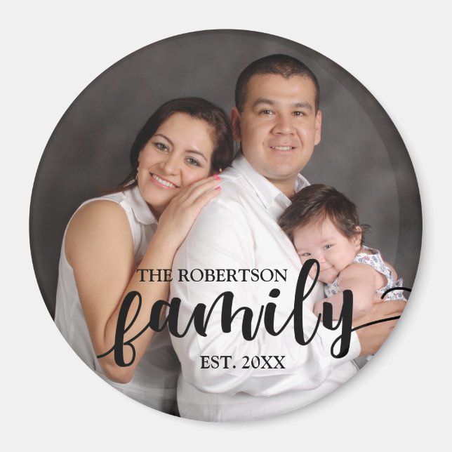 Aimant Photo personnalisée, Nom de famille et Année magné (Devant)