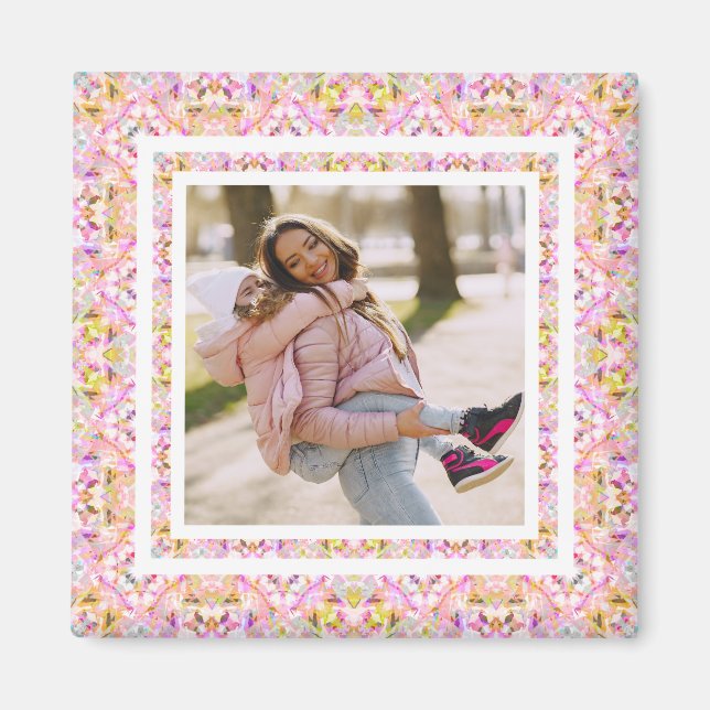 Aimant Photo personnalisée Pastel Pink Bonne fête des mèr (Devant)