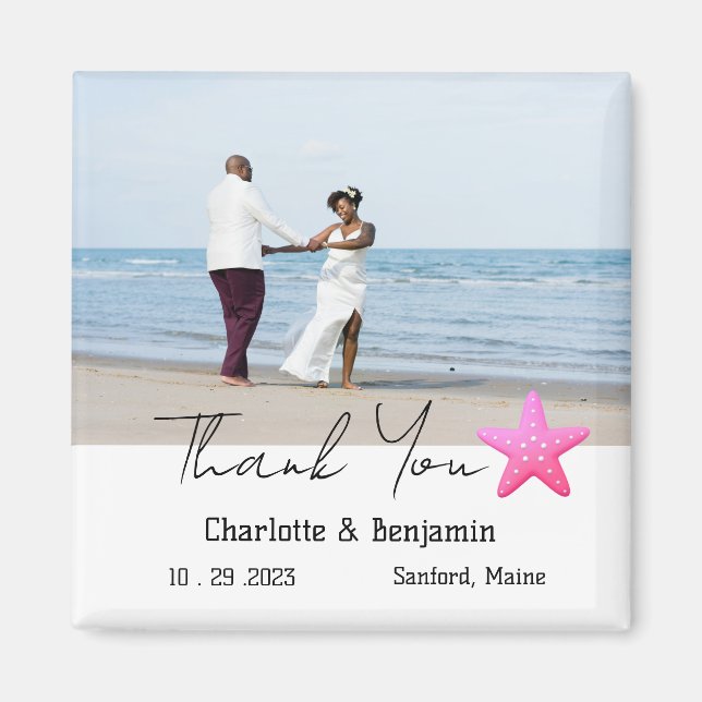 Aimant Photo personnalisée Starfish Beach Mariage Faveur (Devant)