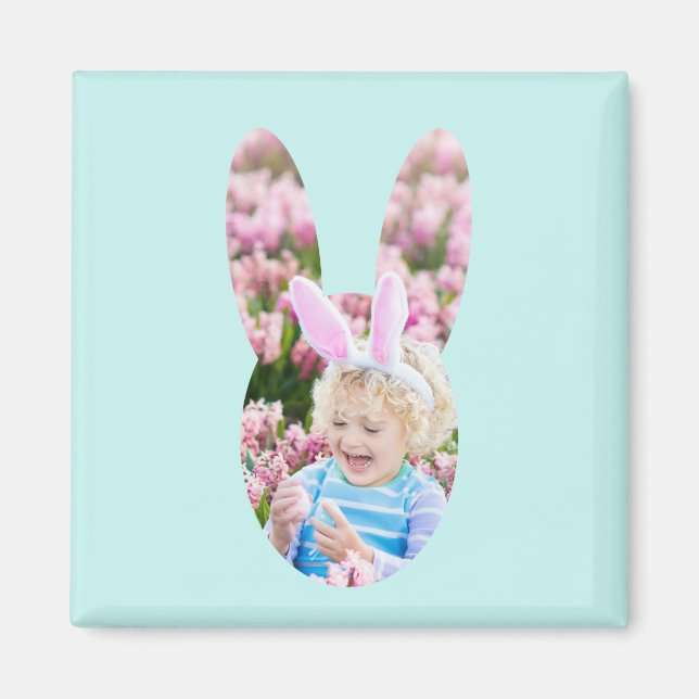 Aimant Photo personnalisée Tête lapin Cadeau Pâques (Devant)