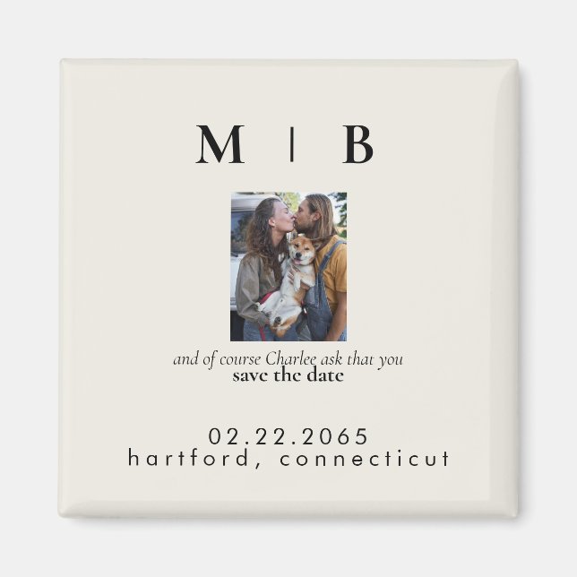 Aimant Photo pour animaux de compagnie Monogramme Cream E (Devant)