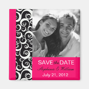 Aimant Photo Rose Chaud Enregistrer l'aimant Date