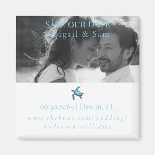 Aimant Photo Sea Turtle Beach Wedding Enregistrer la date