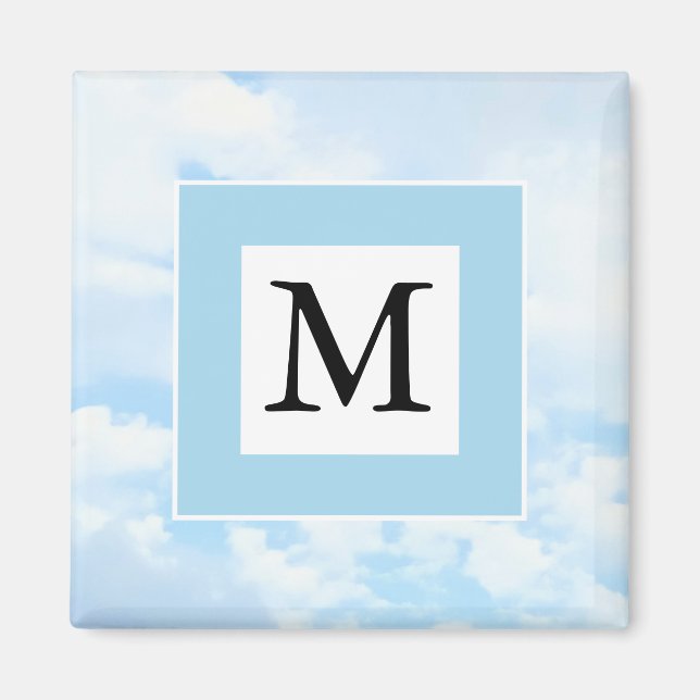 Aimant Photo Soft Blue Sky Custom Single Initial (Devant)