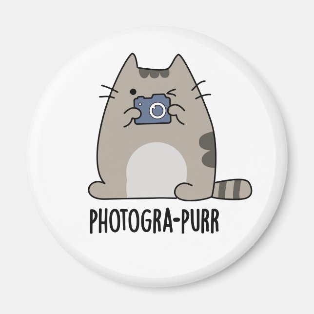 Aimant Photograh-purr Funny Chat Photographe Pun (Devant)