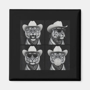 Aimant Photomaton Tigre Selfie Avec Chapeau de Cowboy Lun