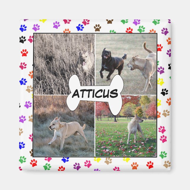 Aimant Photos de Chien Personnalisées Empreintes de patte (Devant)