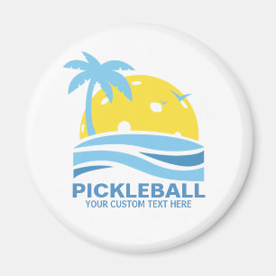 Aimant Pickleball Tropical Palm Tree Sun Votre texte pers