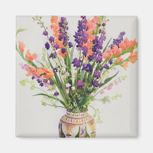 Aimant Pied-d'alouette et Gladioli dans un vase marocain
