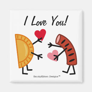 Aimant Pierogi & Kielbasa - Je T'Aime ! (personnalisable 