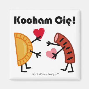Aimant Pierogi & Kielbasa - Kocham Cie ! (Je T'Aime !)