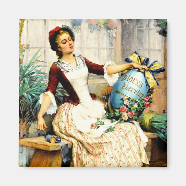 Aimant Pierre Outin - Oeuf de Pâques, peinture d'art (Devant)
