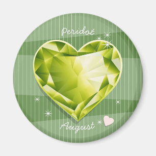 Aimant Pierres d'origine Août Péridot Olive Green Heart