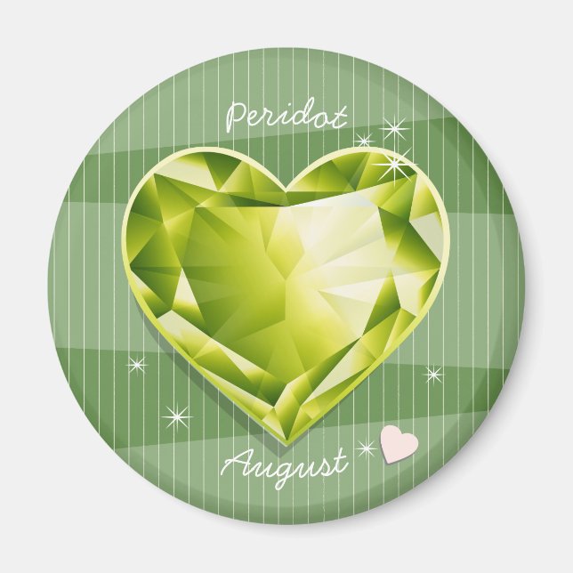 Aimant Pierres d'origine Août Péridot Olive Green Heart (Devant)