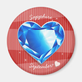 Aimant Pierres d'origine Septembre Sapphire Coeur Bleu