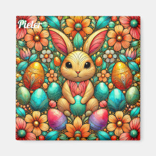 Aimant PIETER ~ Lapin de Pâques et Oeufs ~
