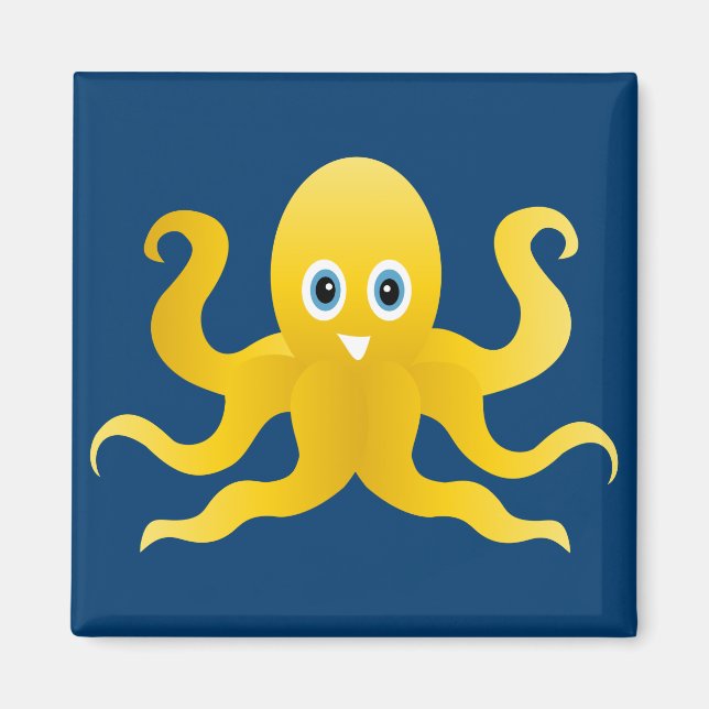 Aimant Pieuvre jaune amusante (Devant)