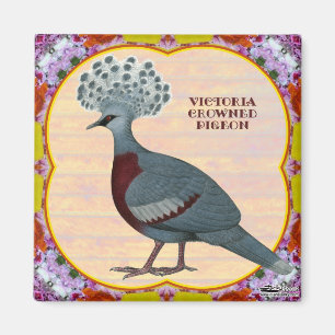 Aimant Pigeon Couronné Floral