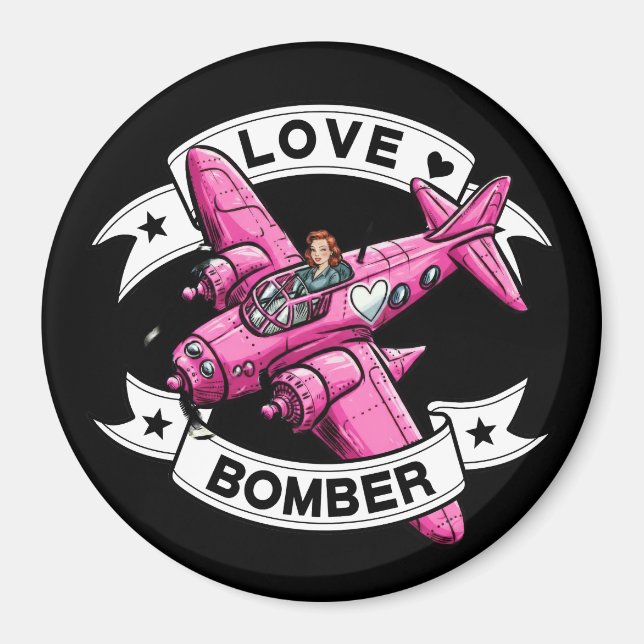 Aimant Pilote Love Bomber Rose (Devant)