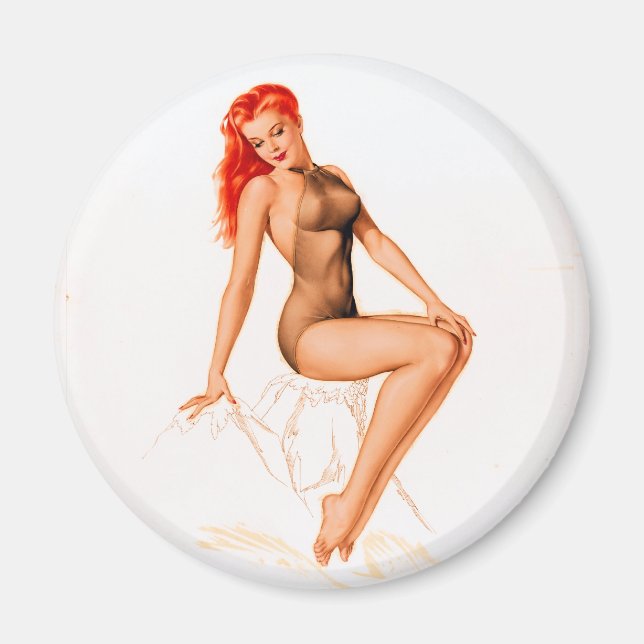 Aimant Pin rouge Art déco vers le haut (Devant)